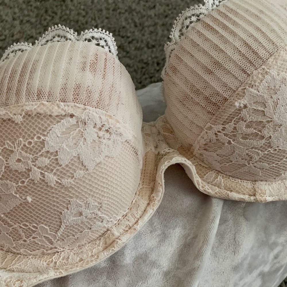 dainty cream lace VS bra